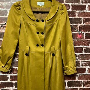 Viola Per Donna Mustard Yellow Portrait Collar Dress Coat - Size 36